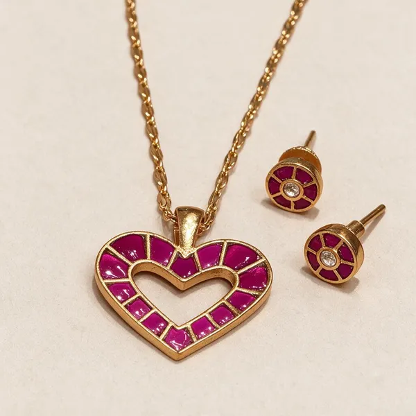 Pink_Heart_Pendant_Set_For_Women