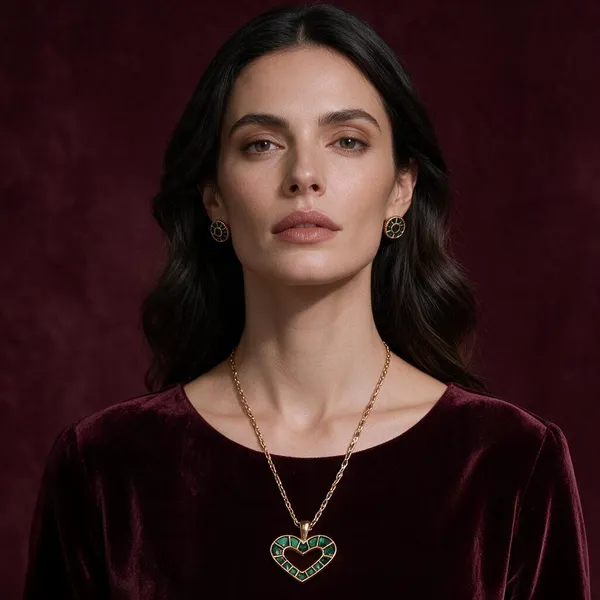 Green_Heart_Pendant_Set_For_Women