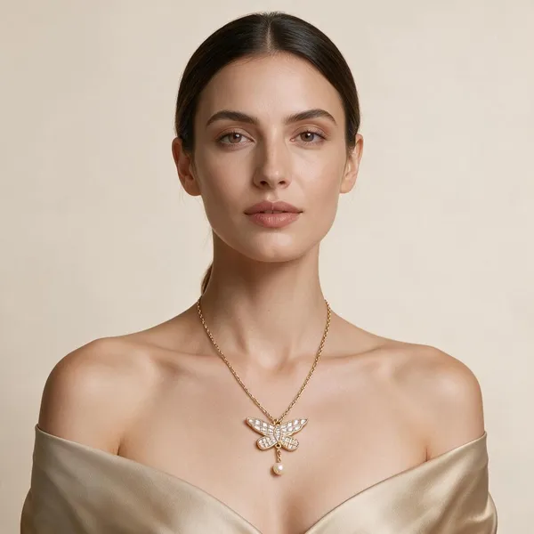 White_Butterfly_Pendant_Set_For_Women
