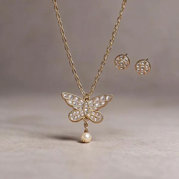 White_Butterfly_Pendant_Set_For_Women