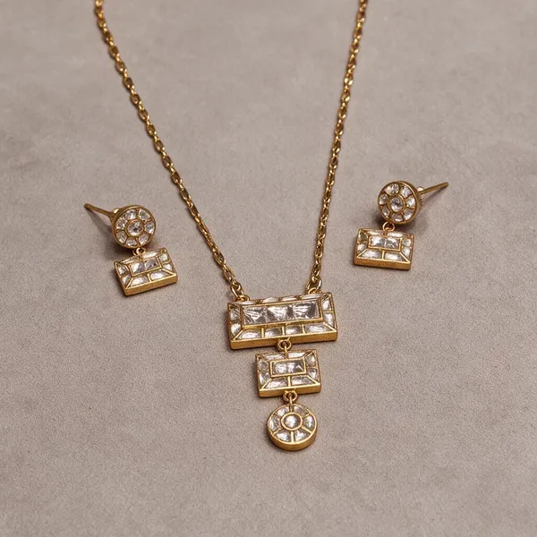 White_Rectangle_Pendant_Set_For_Women