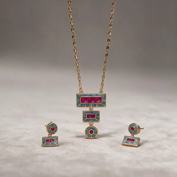 Firoza_Pink_Rectangle_Pendant_Set_For_Women