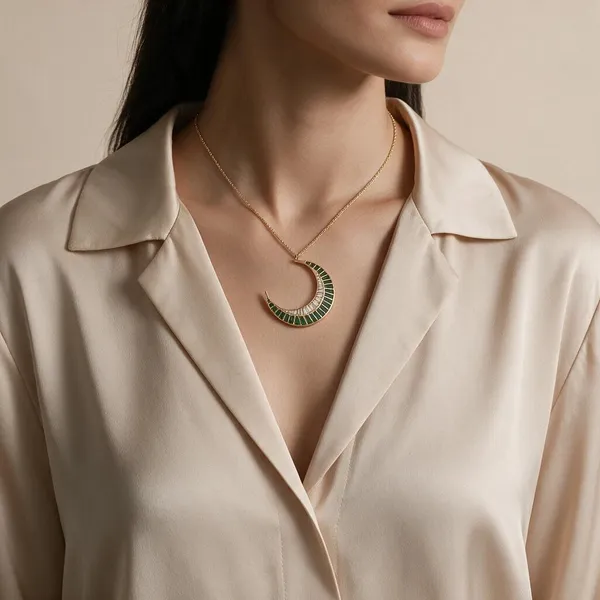 Green_Half_Moon_Chain_Pendant_For_Women