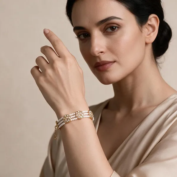 White_Pearl_Kundan_Floral_Bracelet_For_Women
