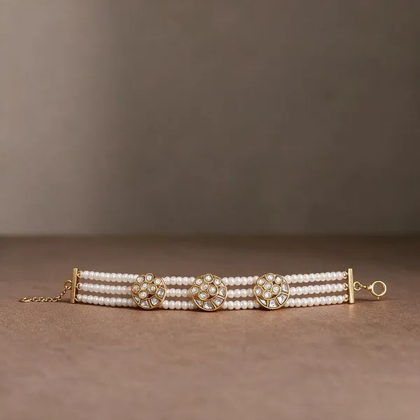 White_Pearl_Kundan_Floral_Bracelet_For_Women
