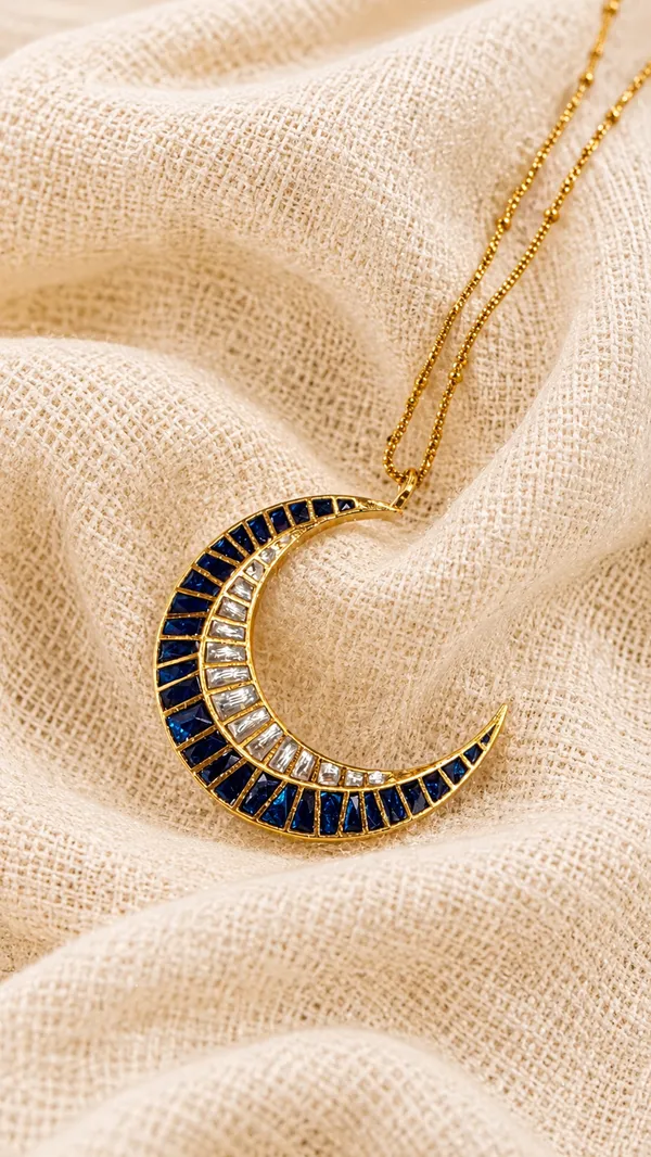 Blue_Half_Moon_Chain_Pendant_For_Women