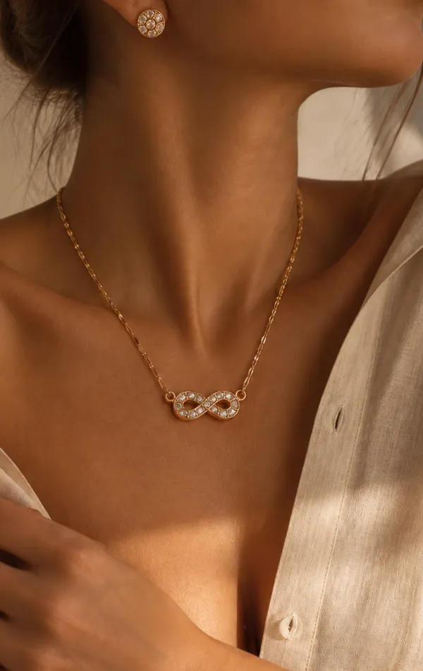 White_Infinity_Pendant_Set_For_Women
