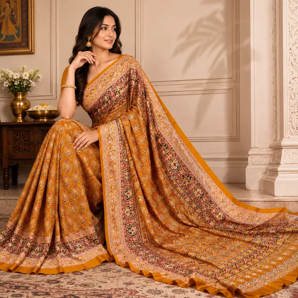 Mustard_Silk_Paisley_Floral_Printed_Saree_For_Women