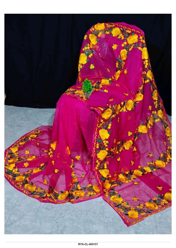 Magenta_Net_Floral_Print_Saree_For_Women