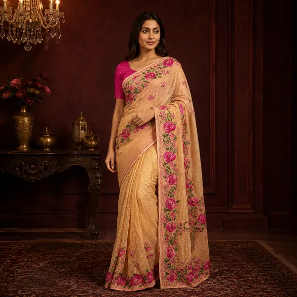 Beige_Silk_Floral_Printed_Ethnic_Saree_For_Women