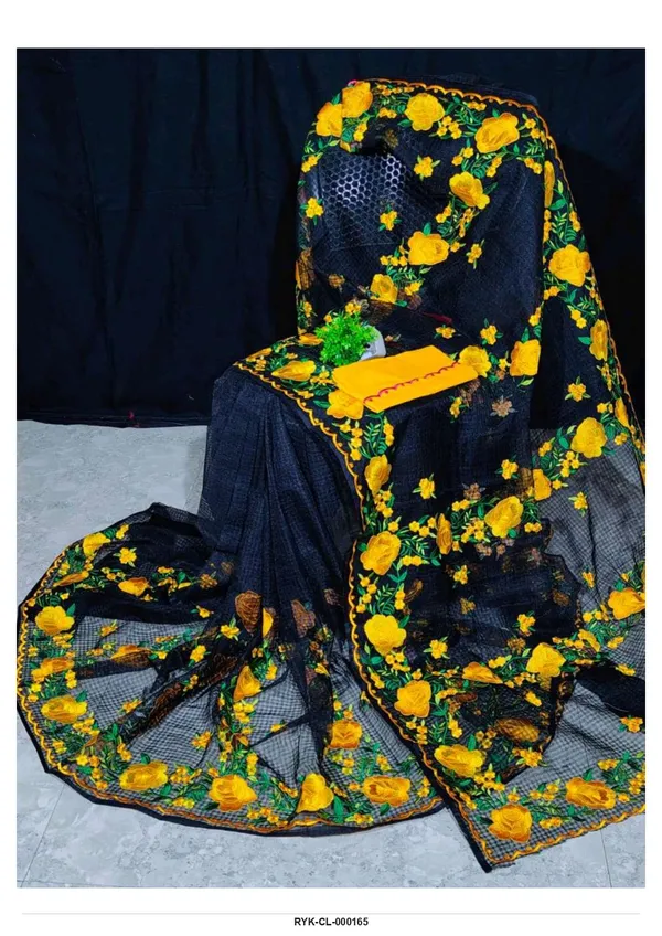 Black_Net_Floral_Print_Saree_for_Women