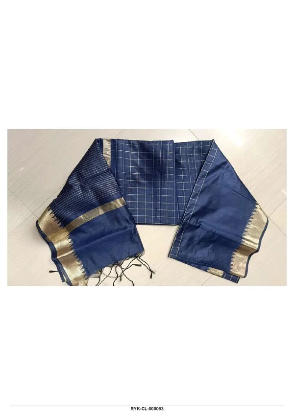 Navy_Blue_Woven_Saree_With_Gold_Border_for_Women