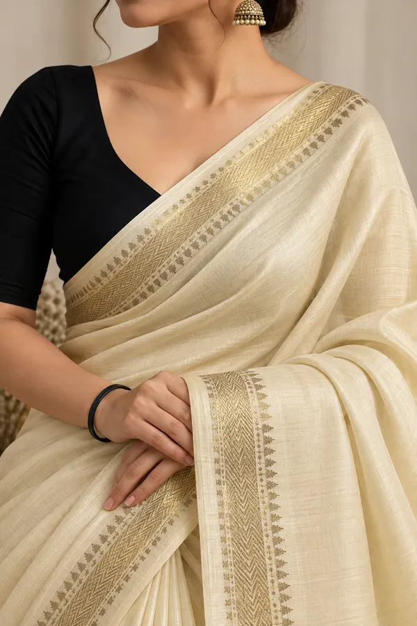 Cream_Woven_Ethnic_Saree_for_Women