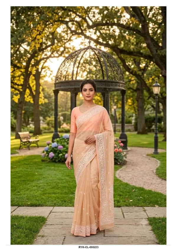 Peach_Embroidered_Saree_for_Women