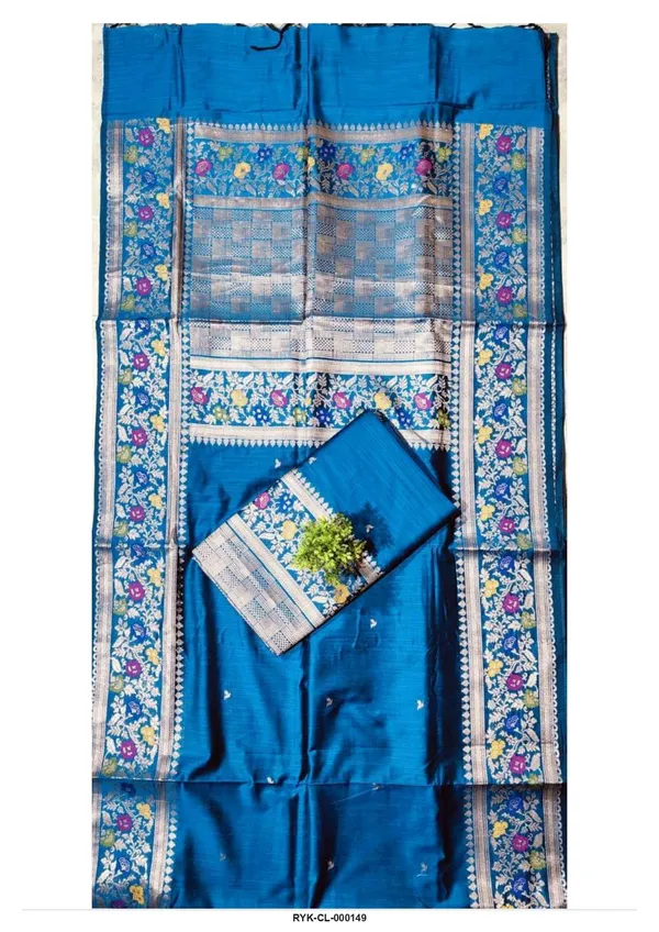 Blue_Floral_Border_Saree_for_Women