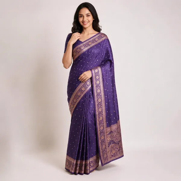 Purple_Silk_Woven_Floral_Motif_Saree_For_Women