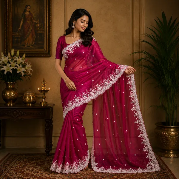 Magenta_Net_Embellished_Lace_Border_Saree_For_Women