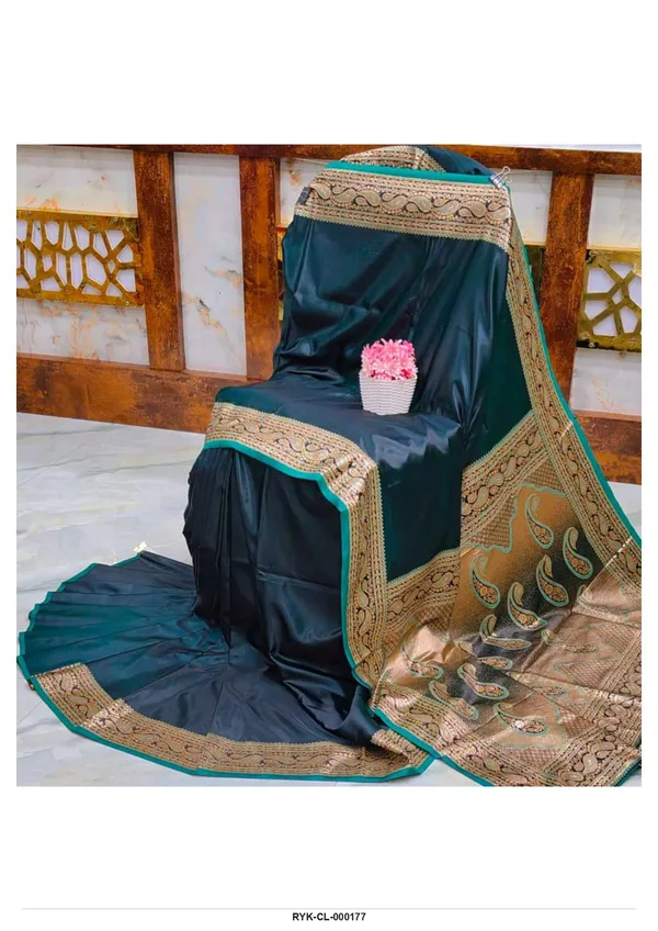 Teal_Satin_Silk_Saree_for_Women