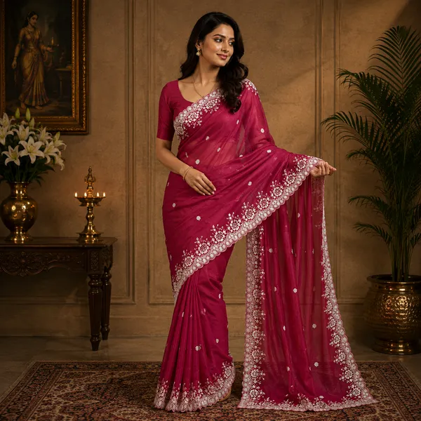 Magenta_Silk_Floral_Embroidered_Saree_For_Women