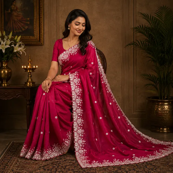 Magenta_Silk_Floral_Embroidered_Saree_For_Women