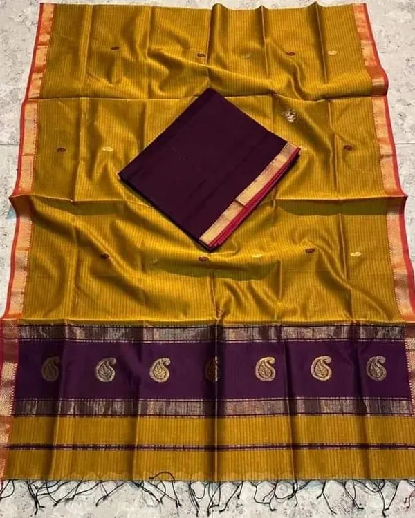 Mustard_Silk_Woven_Saree_For_Women
