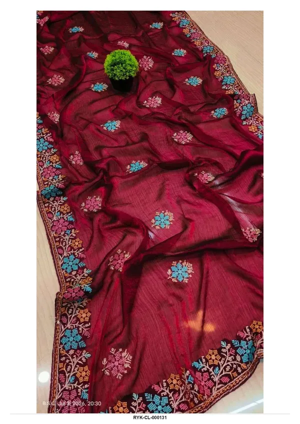 Maroon_Embroidered_Saree_for_Women