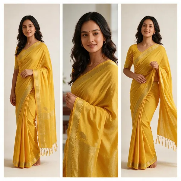 Yellow_Silk_Woven_Border_Saree_For_Women