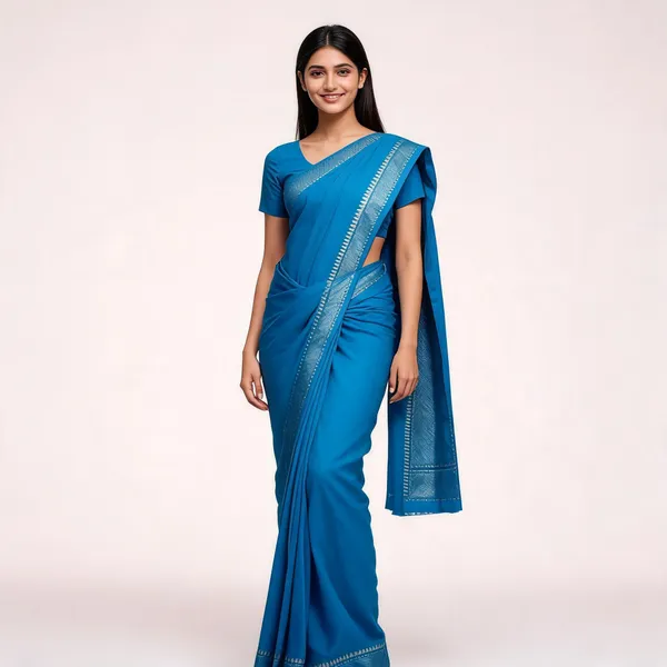 Blue_Silk_Woven_Geometric_Border_Saree_For_Women
