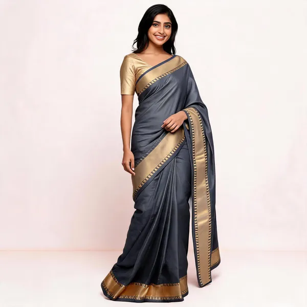 Grey_Silk_Woven_Geometric_Border_Saree_For_Women