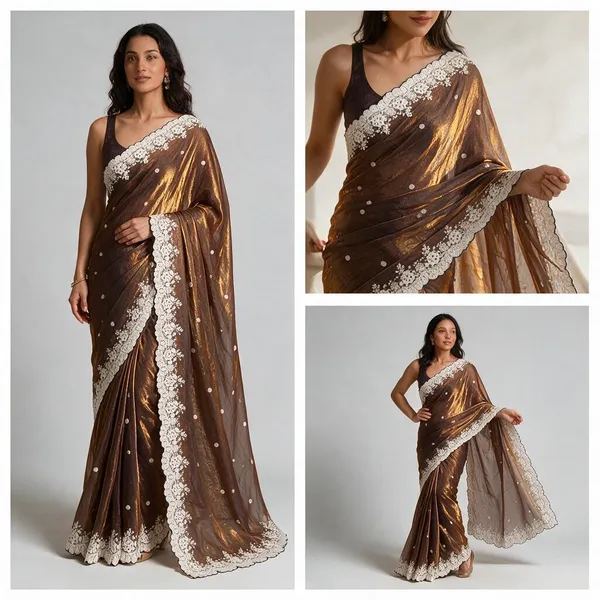 Brown_Silk_Floral_Lace_Border_Saree_For_Women
