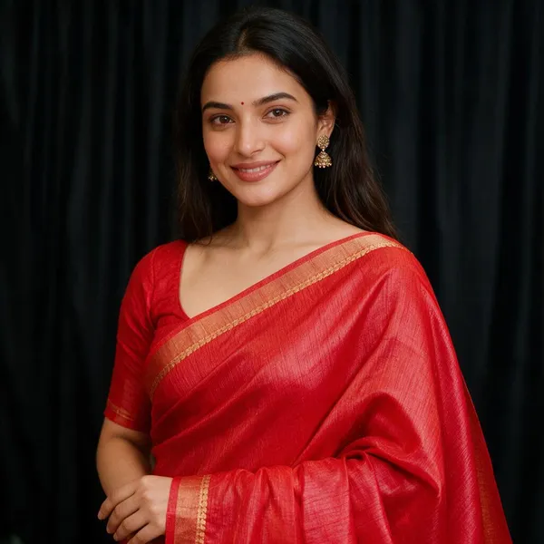 Red_Silk_Traditional_Golden_Border_Saree_For_Women
