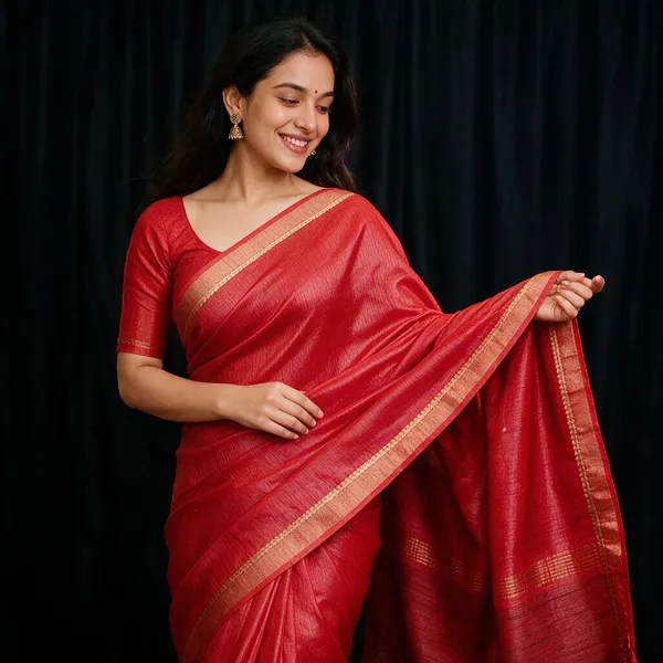 Red_Silk_Traditional_Golden_Border_Saree_For_Women