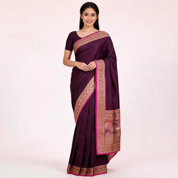 Purple_Silk_Embroidered_Border_Saree_For_Women