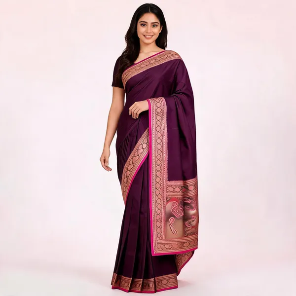 Purple_Silk_Embroidered_Border_Saree_For_Women