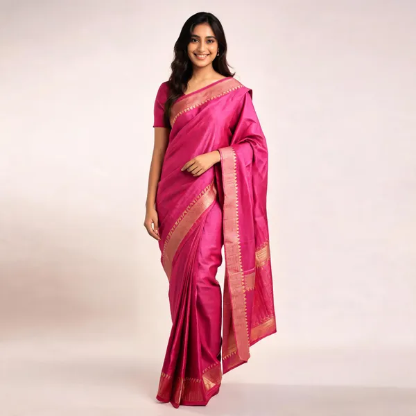 Pink_Silk_Zari_Border_Saree_For_Women