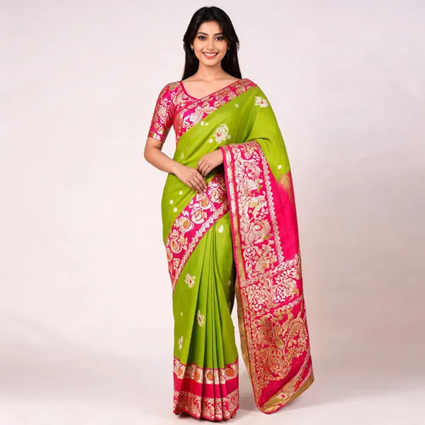 Green_Silk_Woven_Floral_Border_Saree_For_Women