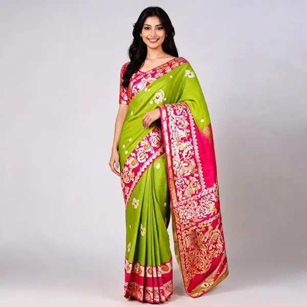 Green_Silk_Woven_Floral_Border_Saree_For_Women