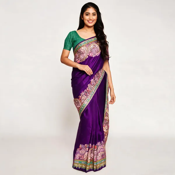 Purple_Silk_Paisley_Border_Saree_For_Women