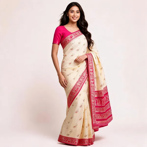 Cream_Silk_Paisley_Woven_Saree_For_Women