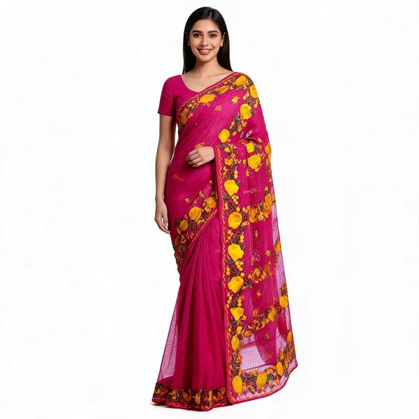 Magenta_Silk_Floral_Print_Saree_For_Women