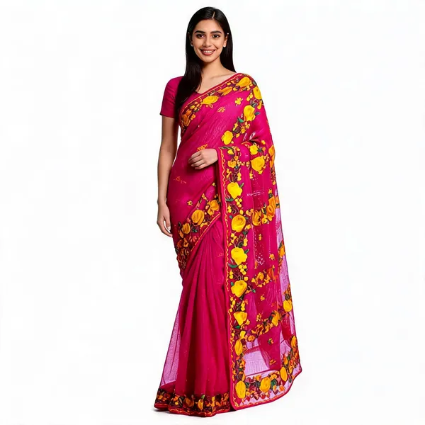 Magenta_Silk_Floral_Print_Saree_For_Women