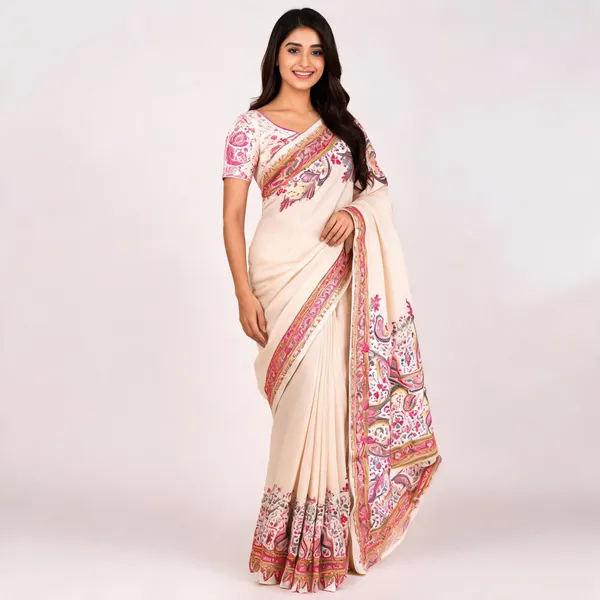 Cream_Silk_Paisley_Print_Embellished_Saree_For_Women