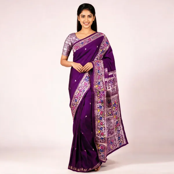 Purple_Silk_Woven_Floral_Border_Saree_For_Women