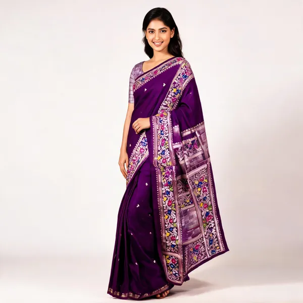 Purple_Silk_Woven_Floral_Border_Saree_For_Women