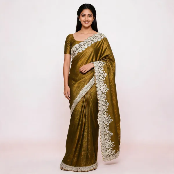 Olive_Silk_Floral_Embroidered_Saree_For_Women
