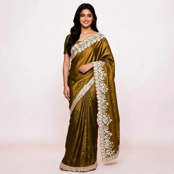 Olive_Silk_Floral_Embroidered_Saree_For_Women