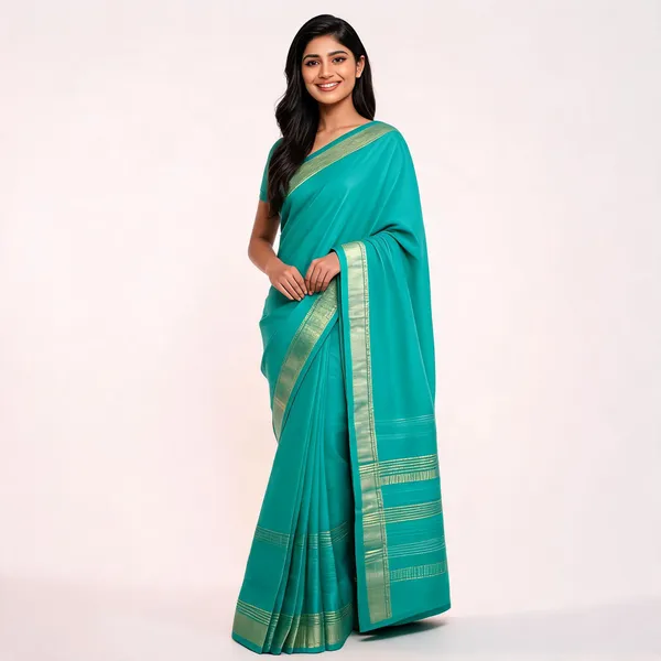 Turquoise_Silk_Woven_Traditional_Saree_For_Women