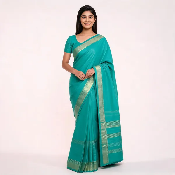 Turquoise_Silk_Woven_Traditional_Saree_For_Women