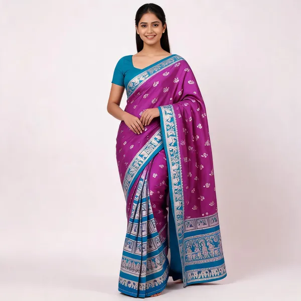 Purple_Silk_Printed_Traditional_Motif_Saree_For_Women
