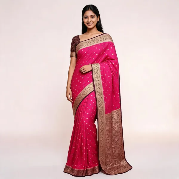 Pink_Silk_Woven_Gold_Motif_Saree_For_Women